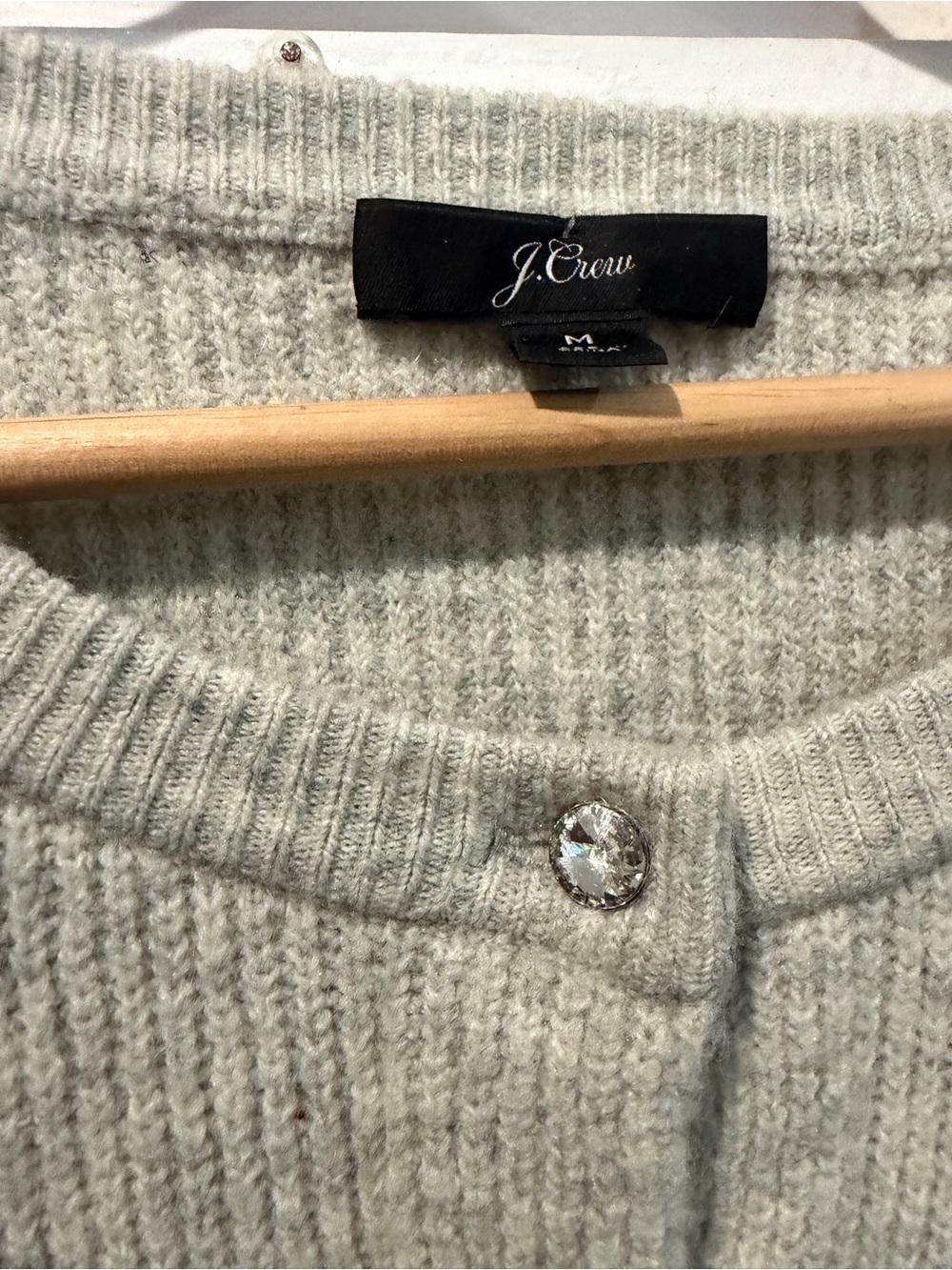 J. Crew Light Gray Ribbed Button-Up Cardigan - Picture 2 of 4